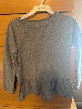Girls' size 12 Long-Sleeve Peplum Top - Gray